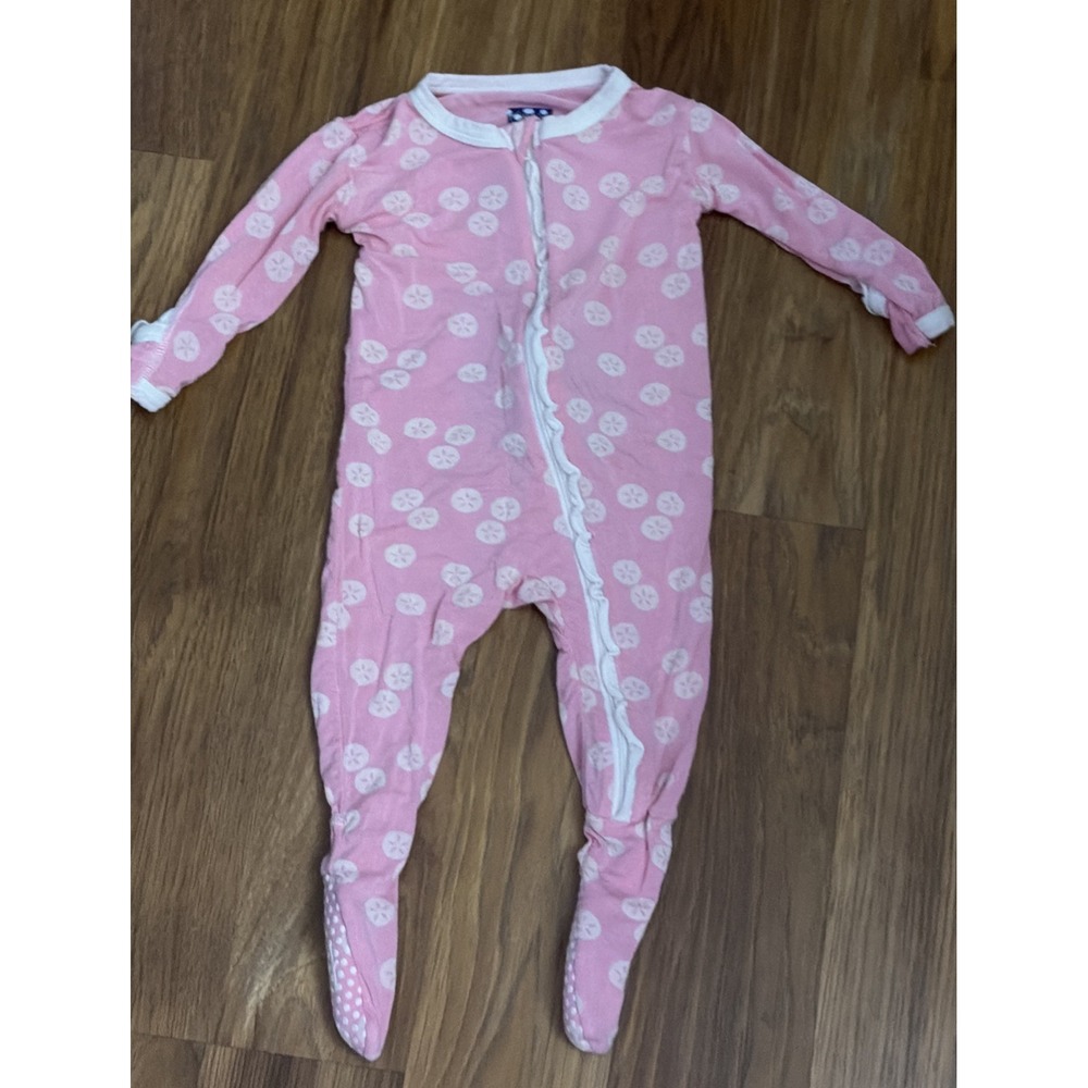 Kickee Pants Baby Girls 3-6 Months Pink Sand Dollar Ruffle Footed Sleeper Pajama